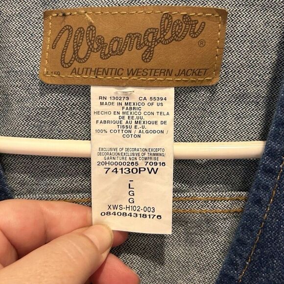 Vtg Wrangler Mens Sz Lg Blue Denim Vest Western Rodeo Cowboy Style Chest 44” - Picture 5 of 6